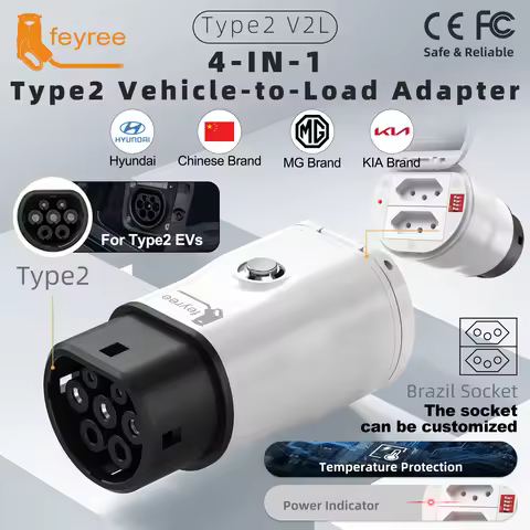 feyree Type2 V2L Discharger Adapter for MG/Kia/Hyundai/Chinese EVs,Vehicle to Load Power Converter a