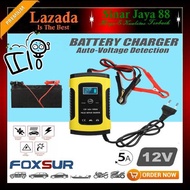 FOXSUR 12V 5A Pulse Repair Charger with LCD Display - Charger Aki Kual