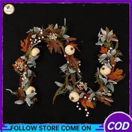 Fall Garland With Lights 6Ft Maple Leaf Pumpkin Berry Garland Artificial Autumn Garland For Table Fi