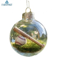 Holiday Ornament Sports Ball Plastic Acrylic for Christmas Tree Decoration 8x8cm
