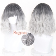 Emily‌ Cosplay Wig 39cm Short Black Grey Mixed Hair Anime Heat Resistant Synthetic Wigs