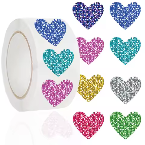 500Pcs/Roll Love Heart Roll Stickers for Kids DIY Scrapbook Phone Case Decoration BulingBulingSticke