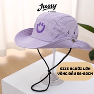 Mũ Bucket Vành Tròn Icon Mặt Cười JB39 Jussy Official Nón Tai Bèo Nam Nữ Có Dây Quai Nón Chất Vải Dù