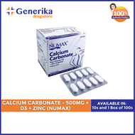 CALCIUM CARBONATE - 500MG + D3 + ZINC (NUMAX)