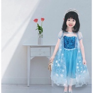 Kids Girls Frozen Elsa Princess Dress Party Birthday Costume Cosplay Baju Budak Perempuan