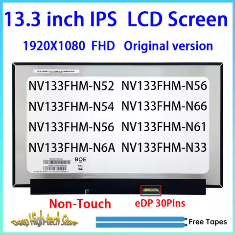 13.3 Inch IPS Laptop LCD Screen NV133FHM-N52 N54 N56 N65 N66 N61 N33 NV133FHM-N6A Matrix Panel Repla