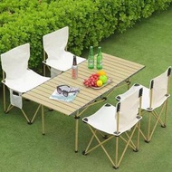 超輕蛋卷桌套裝 鋁合金摺疊枱櫈 一秒速開 露營裝備 防傾倒設計 野餐擺檔枱 防霉牛津布