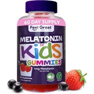 Feel Great Kids Melatonin Gummy | Strawberry Flavored Melatonin Gummies Kids | 1 MG of Melatonin Sle