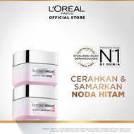 (PAKET HEMAT ISI 2) LOreal Paris Glycolic-Bright Day Cream & Night Cream 15ml Skincare Kit - Krim LO