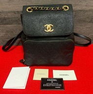 CHANEL 香奈兒金鍊 Coco Mark 魚子醬皮後背包