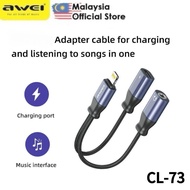 New Arrival Awei CL-73 2 in 1 Light-nin Charging Female And Play Music Change I.P Male to 3.5mm Adap