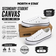 North Star Original White (ANTIBACTERIA) Unisex Laces School Shoes | Kasut Sekolah Putih North Star