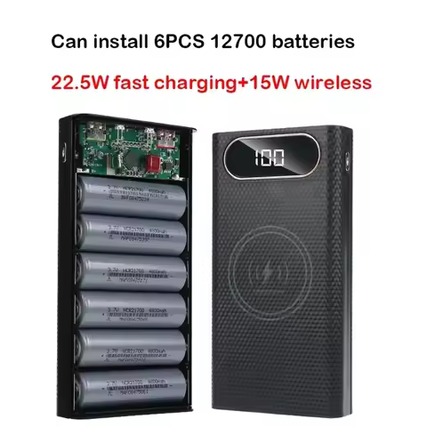 Power Bank Holder DIY Shell Case 21700 Battery Shell Storage Organize Battery Charger Box Dual USB 6