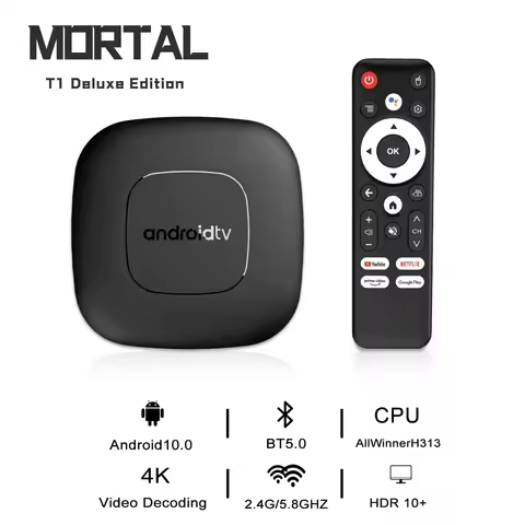 HOT 2024 Mortal T1 Smart Home Theater TV Box Bluetooth Google Assistant Android10 Allwinner H313 Dua
