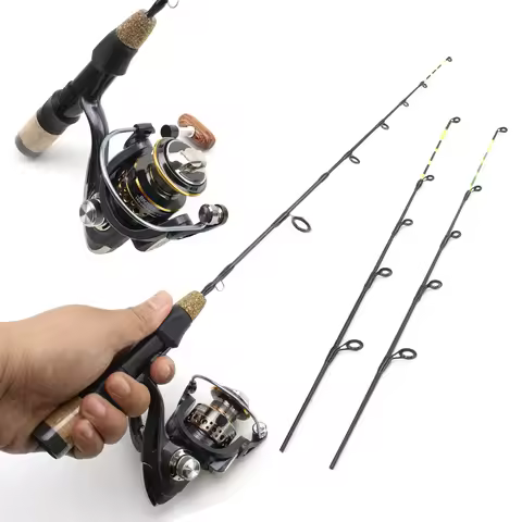 60cm Ice Fishing Rod With Reel Portable Light Folded Pole Carbon Fiber River Shrimp Fishing Pole Win