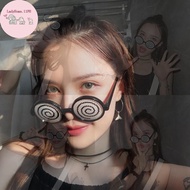LadyHome New Cosplay Glasses Vertigo Pattern Funny Decorative Glasses Anime Dizzy Eyeglasses Birthda
