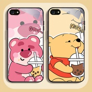 NC-87 Strawberry Bear Glass Case for iPhone 6 6S 7 8 Plus SE X XS XR Max