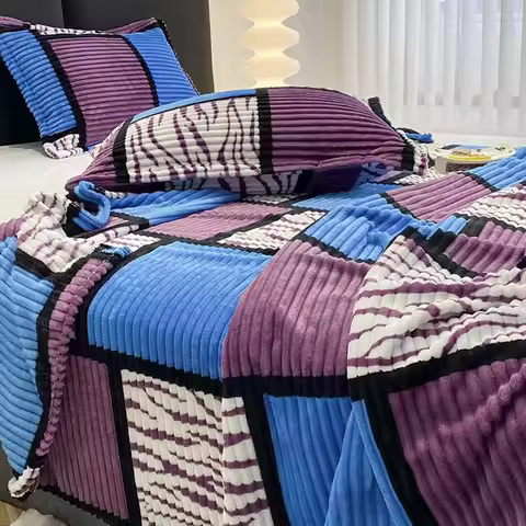 Super Soft Flannel Cozy Blankets Comfortable to Use Air Conditioning Blanket Suitable for Household 