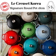[Le Creuset Korea] Le Creuset Korea Signature Round Pot 18cm Chiffon Pink/Coastal Blue/Bluebell Purp