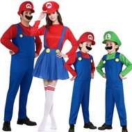 Halloween Cos Louis Brothers Costume Adult Children Cosplay Mario Mario Masquerade Party Dress Up Costume Super Mario Show Overalls Trousers