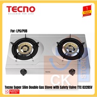 Tecno Super Slim Tabletop Double Burner Gas Cooker | Stove TTC 0328SV | TTC0328SV (LPG / PUB) (1 Yea