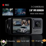 ANXSUN3 Car DVR, HD Recording 3 Channels Vehicle Recorder,  360° View IR Night Vision Car Dashcam Dr