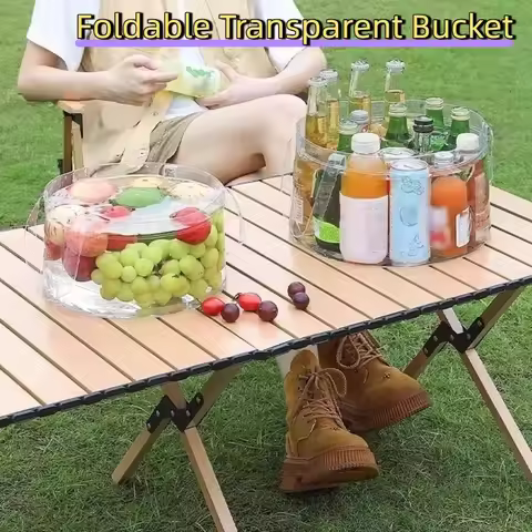 1PC 6.8L/12L Foldable Transparent Bucket Portable Leak-proof Laundry Basin Plastic with Handle Picni