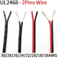 1Meter UL2468 2Pins Wire Copper Cable 30AWG 28AWG 26AWG 24AWG 22AWG 20AWG 18AWG 16AWG 2Cores LED Str