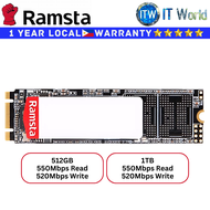 Itw | Ramsta 512GB/1TB SSD R600 NGFF M.2 550Mbps Read 520Mbps Write Intenal