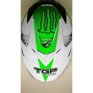 HIJAU Helmet Helmet Double Visor Bxp Monster Motif White Green