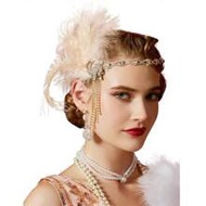 1920s Retro Rhinestone Feather Headband, Tribute To The 20s Style, Suitable For Women's Parties, Val