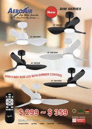 AeroAir AA320 35 / 46 / 52 Ceiling Fan with Dimmable 24W Tri Tone LED