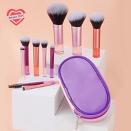 <4ever Girl>10PCS Mini Portable Makeup Brush Set with Storage Bag Short Handle Facial Makeup Brush