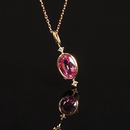 18K金鑲粉色寶石鑽石的橢圓形項鏈The Bezel Oval Necklace with