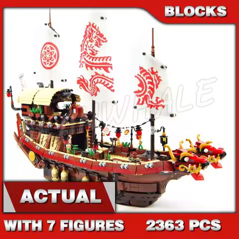 2363pcs Shinobi Destiny's Bounty 3 Modular Levels Wu’s Flying Ship Dragon 10723 Building Block toys 