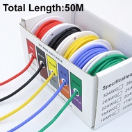 50M 30AWG/28AWG/26AWG/24AWG/22AWG/20AWG Electric Wire Flexible Silicone Gauge Stranded Tinned Copper