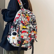 Balo Nylon Nhiều Ngăn Sức Chứa Lớn Có Khóa Kéo, Thiết Kế Cổ Điển, Dây Đeo Vai Kép Và Quai Đeo, Thích