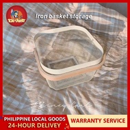 [Spot] Iron mesh basket with wooden handle is used for household storage and agricultural product st