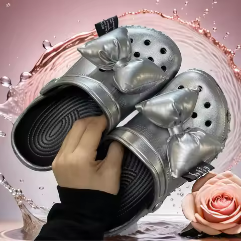 2Pcs Adorable Bow Shoe Charms Glossy, Shiny, Diy Fashion Decorations For Shoes Cute Accessories To E