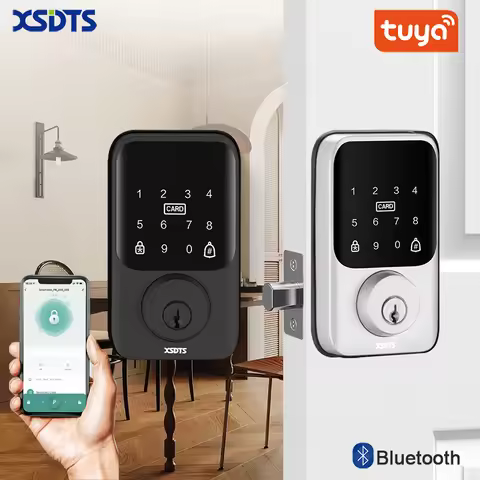 XSDTS Entry Smart Door Lock IC Card Key/Password/ Tuya Smartlife APP Unlock Front Door Smart Lock De