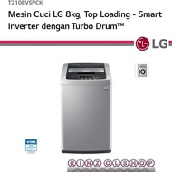 MESIN AVAILABLE LG T2108VSPCK TOP LOADING 8 KG SMART INVERTER TURBO DRUM WASHING MACHINE