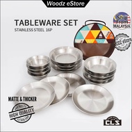 [Woodz] CLS 4pax Camping Mess Kit Outdoor Stainless Steel Tableware Set Plate Bowl With Storage Bag 