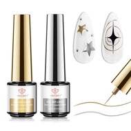 modelones Metallic Gel Liner 2 Pcs Gold Silver Nail Art Polish Bronze Gold Nail Art Mirror Chrome Ge