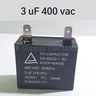 Capacitor 3 uF 400 vac /50/60 Hz/Socket Plug./Genuine Parts/Aircond And General /Capacitor