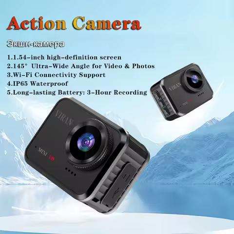 Mini Action Camera 4K Ultra HD 16MP Long Recording WiFi IPS Display 145° Wide Angle IP67 Waterproof 