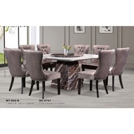 Modern Design 1+8 Seater Round Marble Dining Set With Lazy Susan