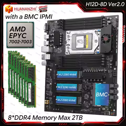 H12D-8D Motherboard Set with BMC IPMI AMD EPYC 7002 7003 Series CPU Kit 8 Channel Memory Max 2T 4*PC
