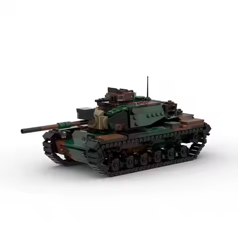 Military M60 Main Battle Tank MOC Building Blocks Set, Camouflage Army Armored Vehicle Bricks with R