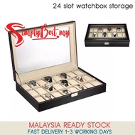 SIMPLYBEST Luxury Premium Quality 24 Slot Watch Box PU Leather Container Storage Display Box