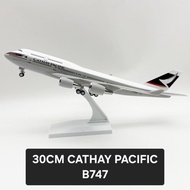 30cm Cathay Pacific B747 Airplane Resin Model Diecast Aircraft Display Toy Collection Children's Gif